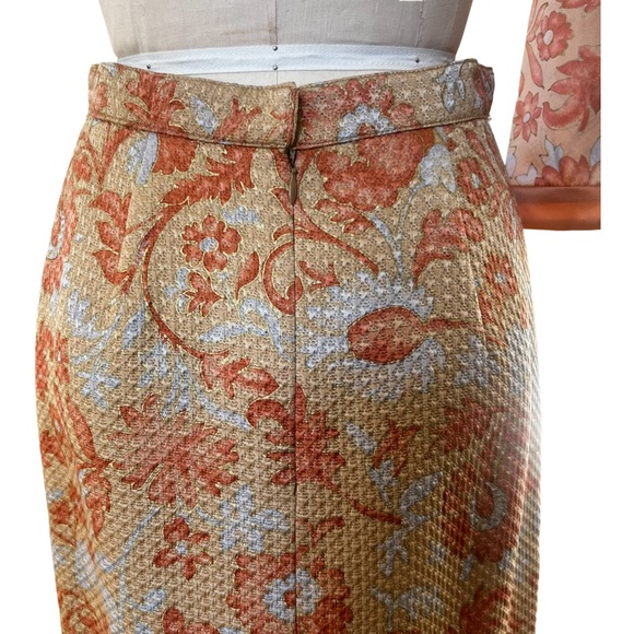 VINTAGE WILLIAM PEARSON Jacquard Three Piece Suit in Floral Tan Size 6 - Picture 10 of 16